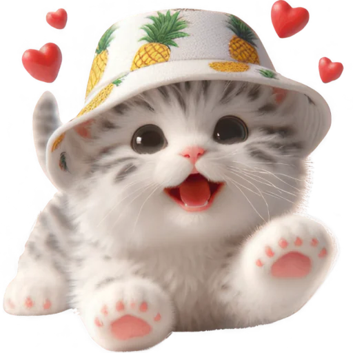 Котик в шляпе-ананасе @Nyasticks